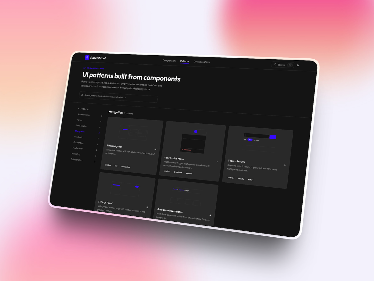 UI patterns search