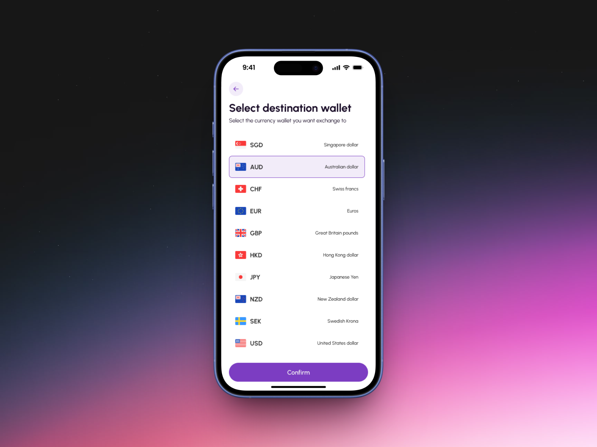 Select wallet