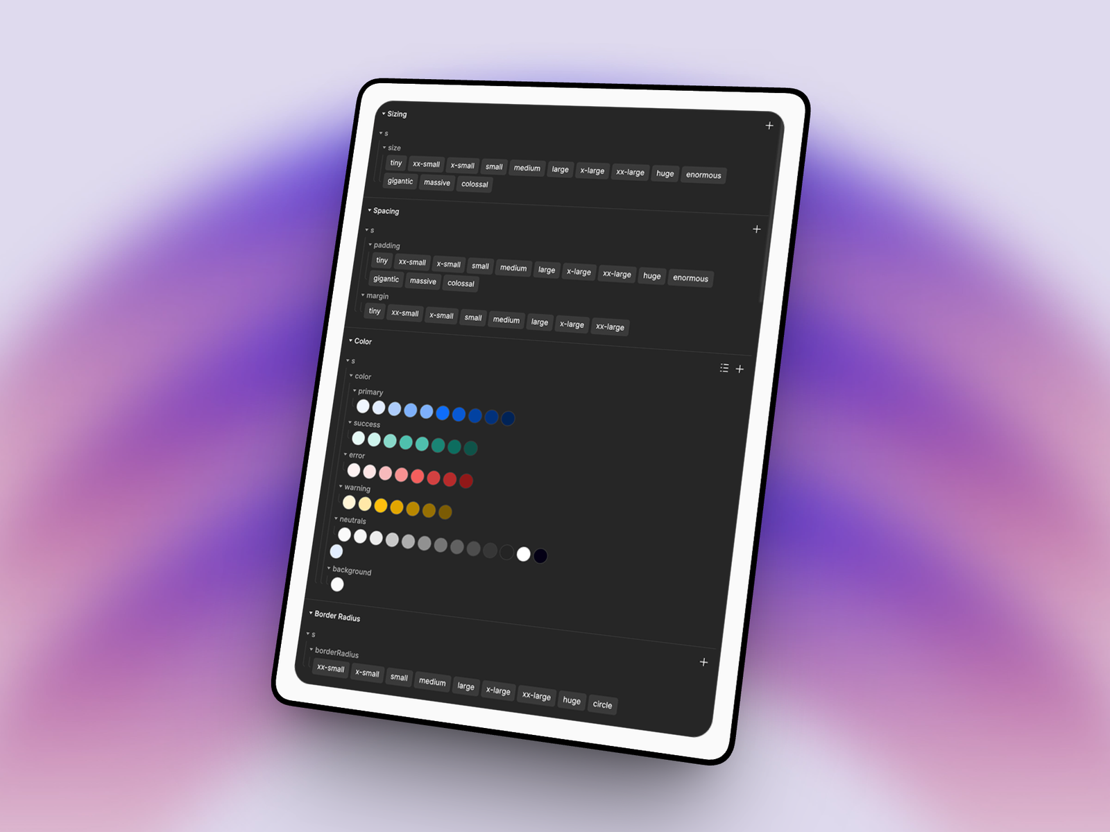 Design tokens in token studio